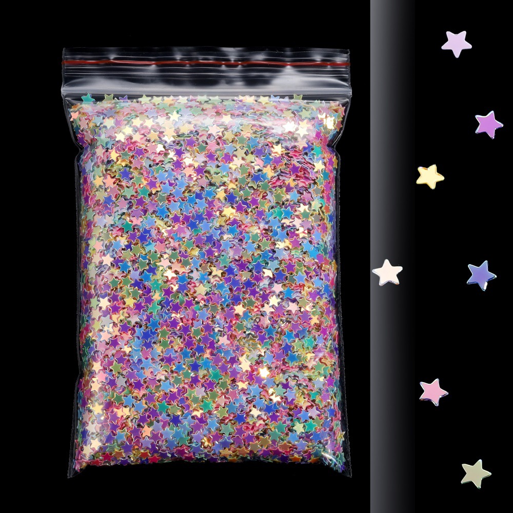 Paillettes légères en forme d'étoile à cinq branches de couleurs mélangées