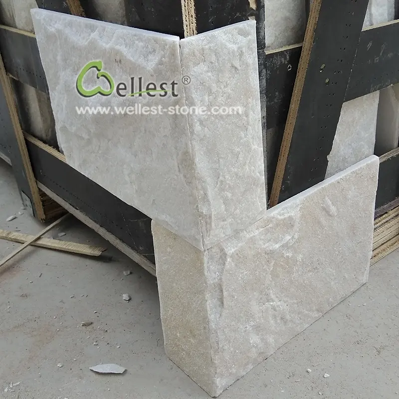 Branco bege quartzito cogumelo pedra folheado para construir parede exterior decoração