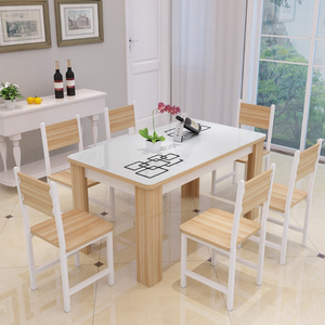 Simple Modern Home Rectangular Tempered Glass Top Dining <strong>Table</strong> and 6 Chairs <strong>Set</strong> - Product Image 3
