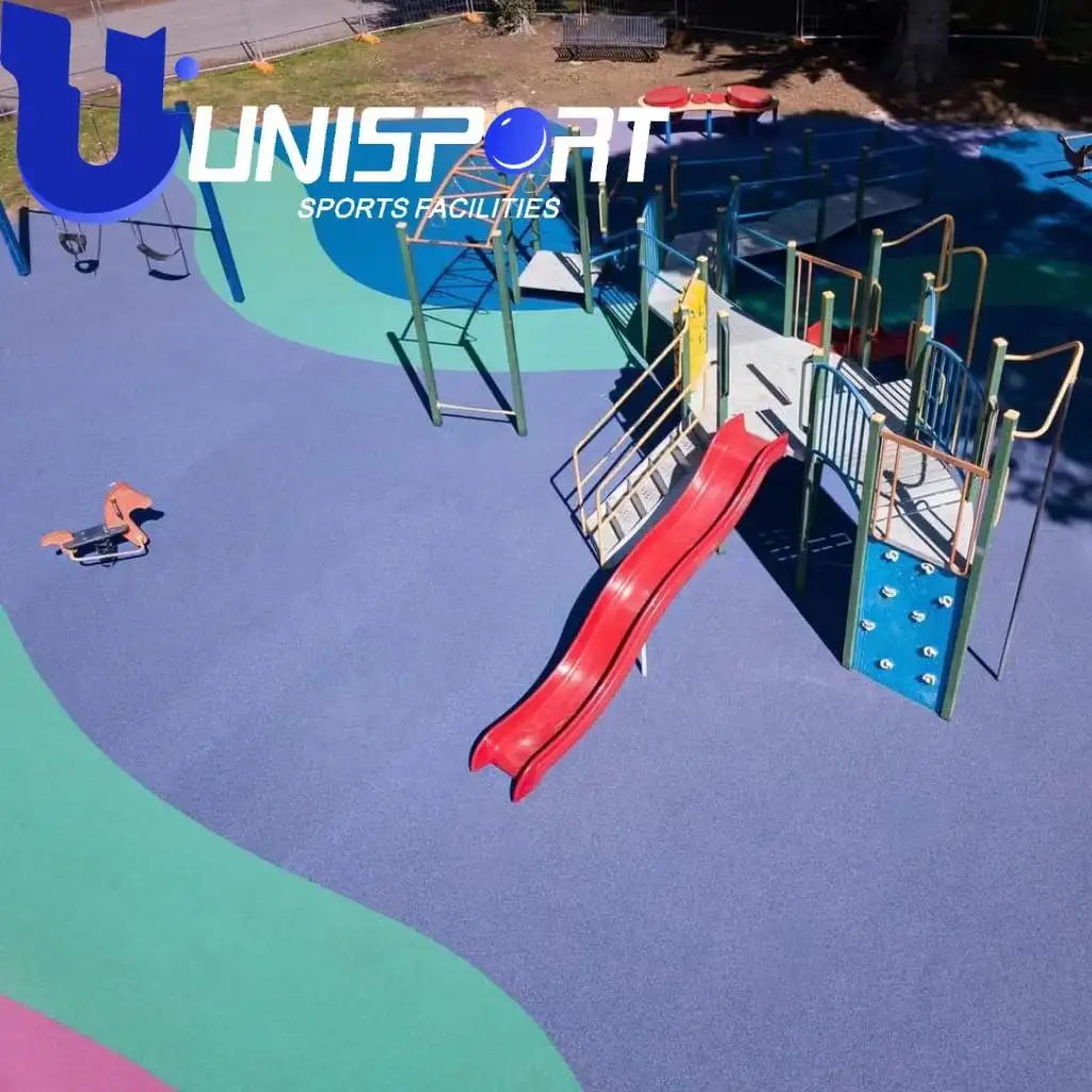 Unisport-Suelo EPDM de alta elasticidad, gránulos de goma para patio de recreo, superficie de seguridad personalizada