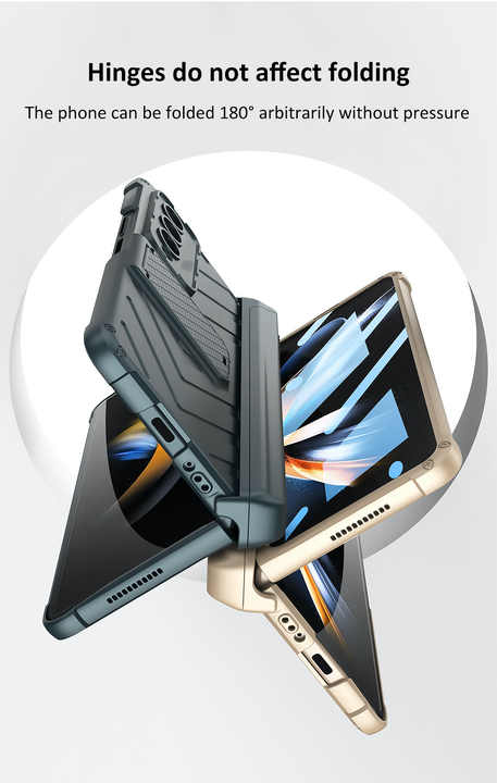 2022 Magnetic Hinge Pen Slot HD Tempered Film PC Phone Case for Samsung Galaxy Z Fold 4 Fold 3 5G with Bracelet