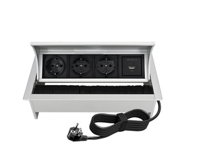 Enchufe de mesa tipo tapa abatible multifunción, enchufe de escritorio de volteo manual con 2 fuentes de alimentación, 2 USB-A + C - Product Image 1
