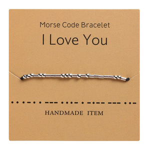 カップル友情ギフトチャームゴールドシルバーメッキ真鍮ビーズILove You Family Blessed Friend Women Morse Code Bracelet Jewelry