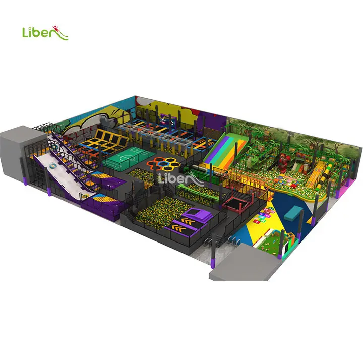 Complex Indoor Familie Leuk Centrum Kid Pretpark Uitrusting Voor Kinderen Pretpark Speelgoed Met Trampoline En Zachte Speeltuin