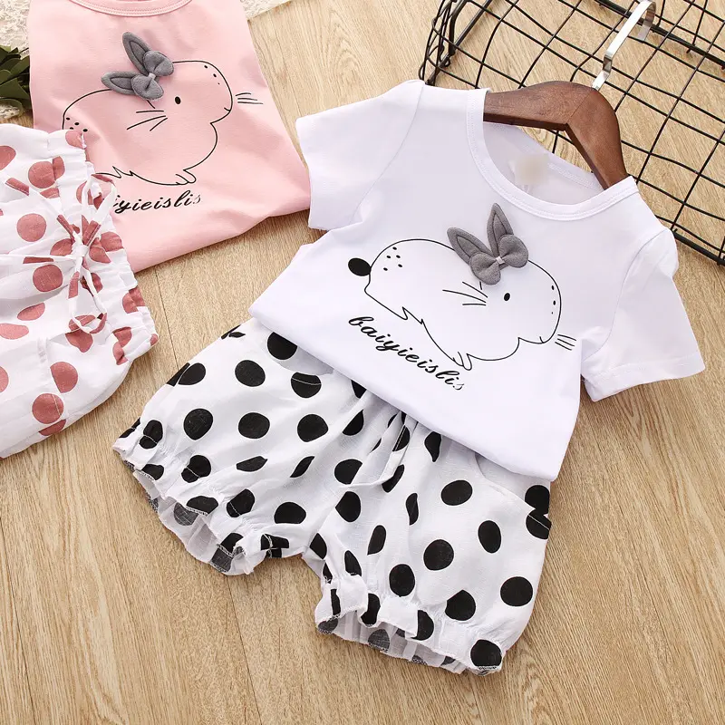Easter baby adorable outfits short sleeve rabbit print kids sets baby girl outfits