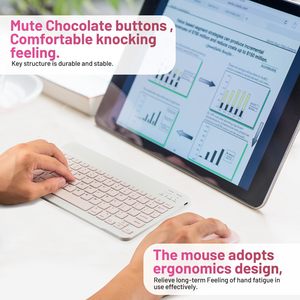 Slim 10 pulgadas portátil Mini inalámbrico Bluetooths teclado y ratón Tablet Laptop Smartphone Mouse Set para iPad Android Phone