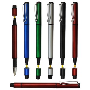双尖荧光笔和圆珠笔，高级组合荧光笔记号笔2合1多色文具笔 - Product Image 1