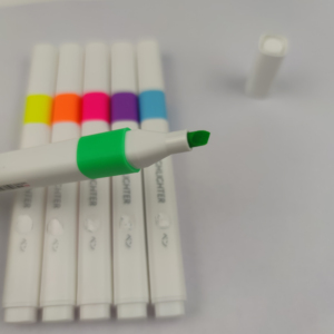 Pennarello evidenziatore in plastica da 6 colori punta a scalpello di alta qualità pennarello a inchiostro fluorescente personalizzato sfuso - Product Image 6