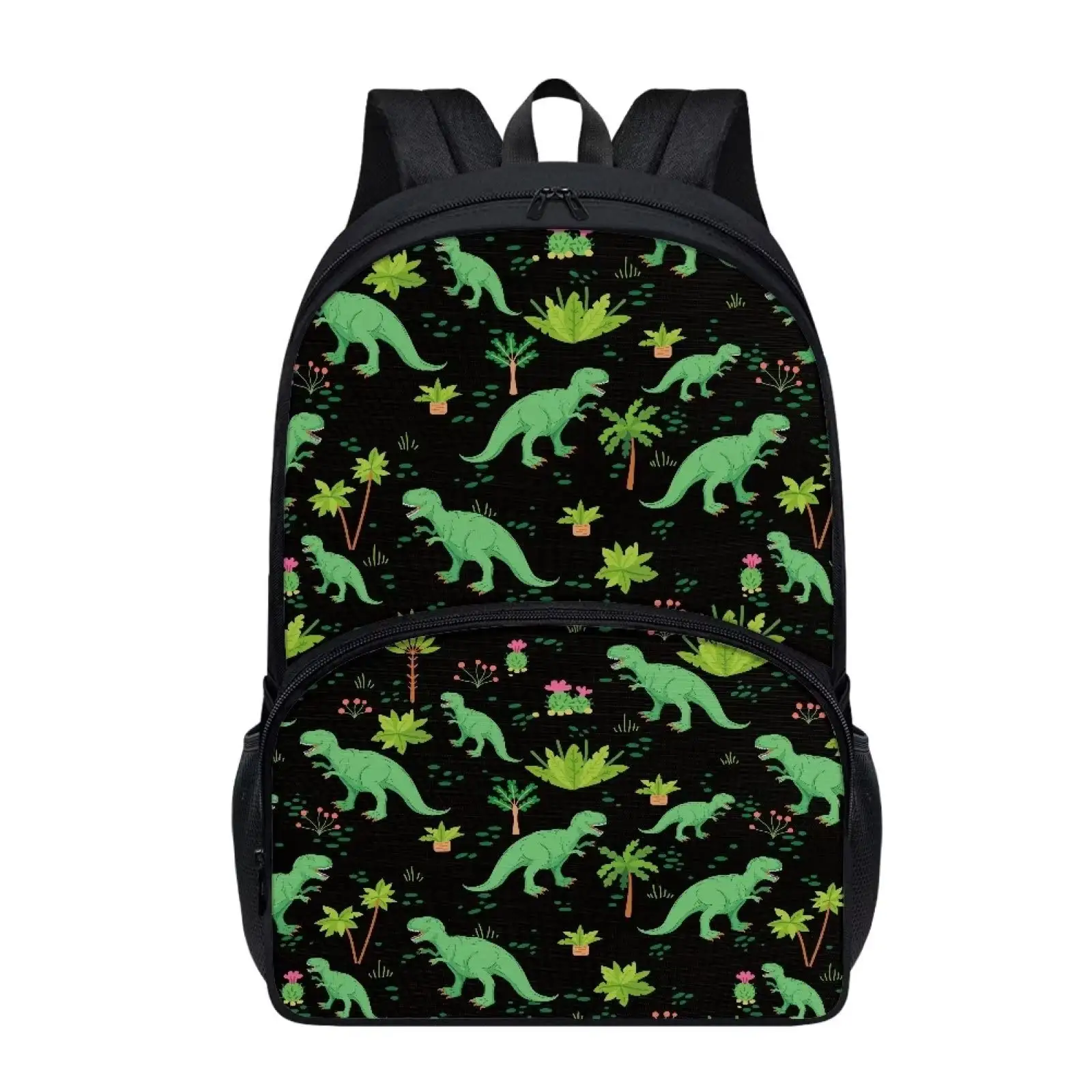 Drop shipping dinosauro della foresta selvaggia design verde borsa per la scuola personalizzata attività all'aperto stampa di viaggio su richiesta