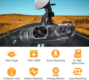360 graus panorâmica WiFi GPS carro DVR tela de 3 polegadas 4 canais 1080p gravador de vídeo 4 tela dividida Dash Cam visão noturna