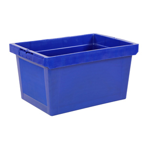 Venta CALIENTE de fábrica Heavy Duty Logistic Stack and Nest Cajas móviles de almacenamiento de plástico Caja de mano de rotación Contenedor de tapa adjunto