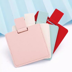 Mini espejo de maquillaje de acero inoxidable irrompible, pequeño para monedero, bolso de viaje, Rectangular, pequeño MARCO DE PU, espejo de bolsillo de mano - Product Image 4