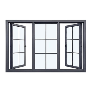 Ventana abatible doble personalizada, marco de aluminio de color negro moderno, ventanas abatibles exteriores de cristal con persianas enrollables integradas - Product Image 3