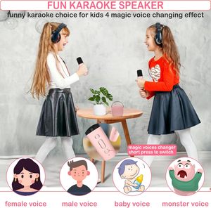 Mini máquina de karaoke portátil con luces LED RGB y 2 micrófonos inalámbricos para altavoz Bluetooth para fiestas y uso de computadora