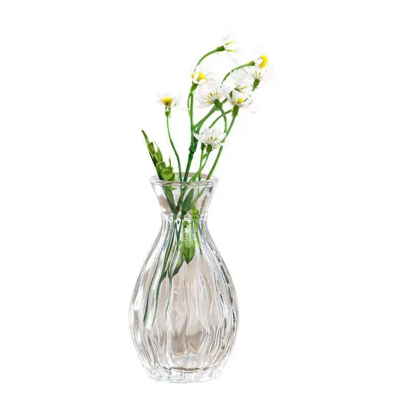 Vendita calda all'ingrosso moderno semplice piccolo ed elegante ovale vaso di fiori vaso di vetro per il bagno di nozze