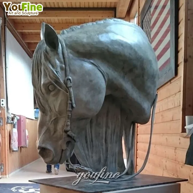 Hand Made Outdoor Garden Decor Bronze Horse Head Real Size Sculpture