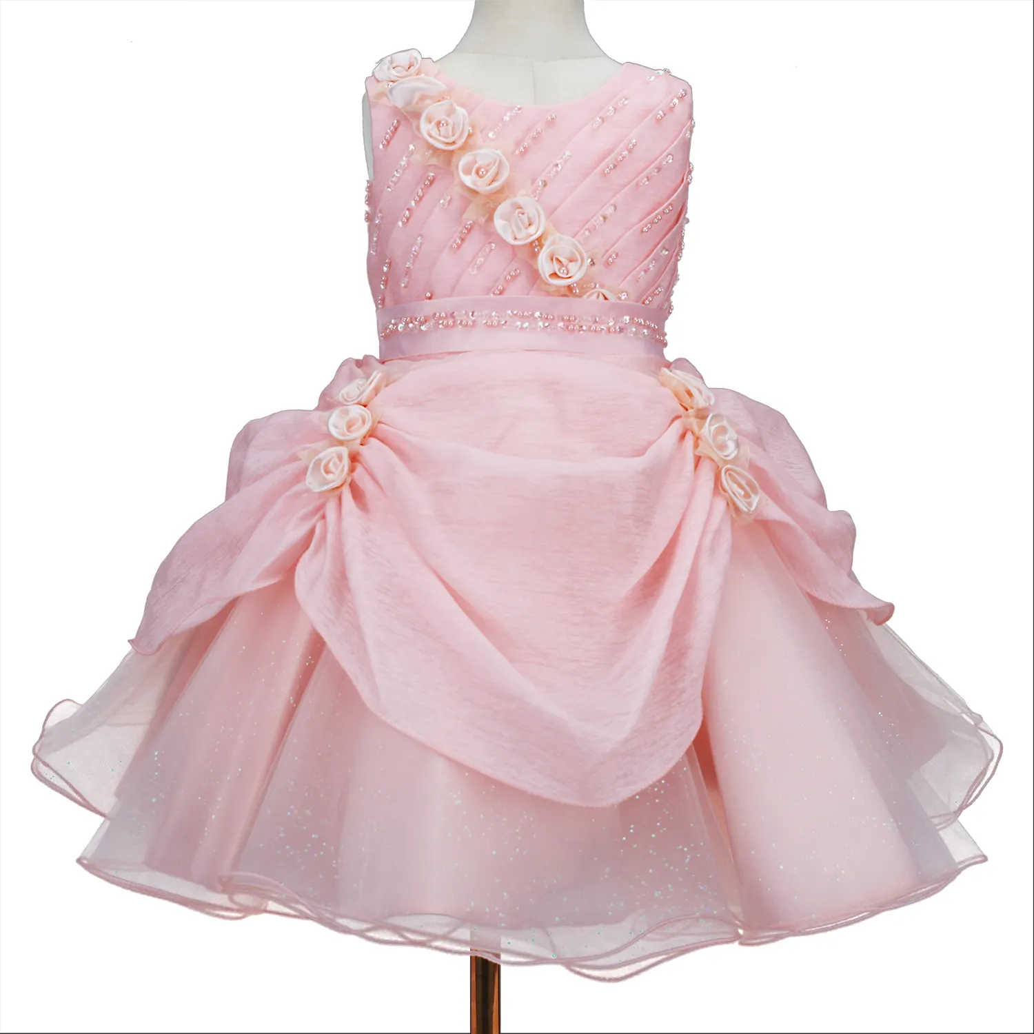 Wholesale sleeveless princess dresses Bow lace princess cake clothes for kids children flower girl dresses