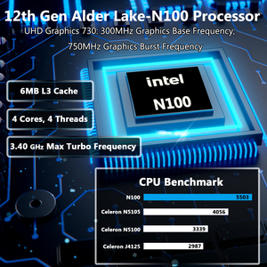 パーソナルミニPC N100, DDR4 RAM + NVMe SSD, 4Kトリプルディスプレイ (2xHD + DP), Fanless,フルメタルケース - Product Image 2