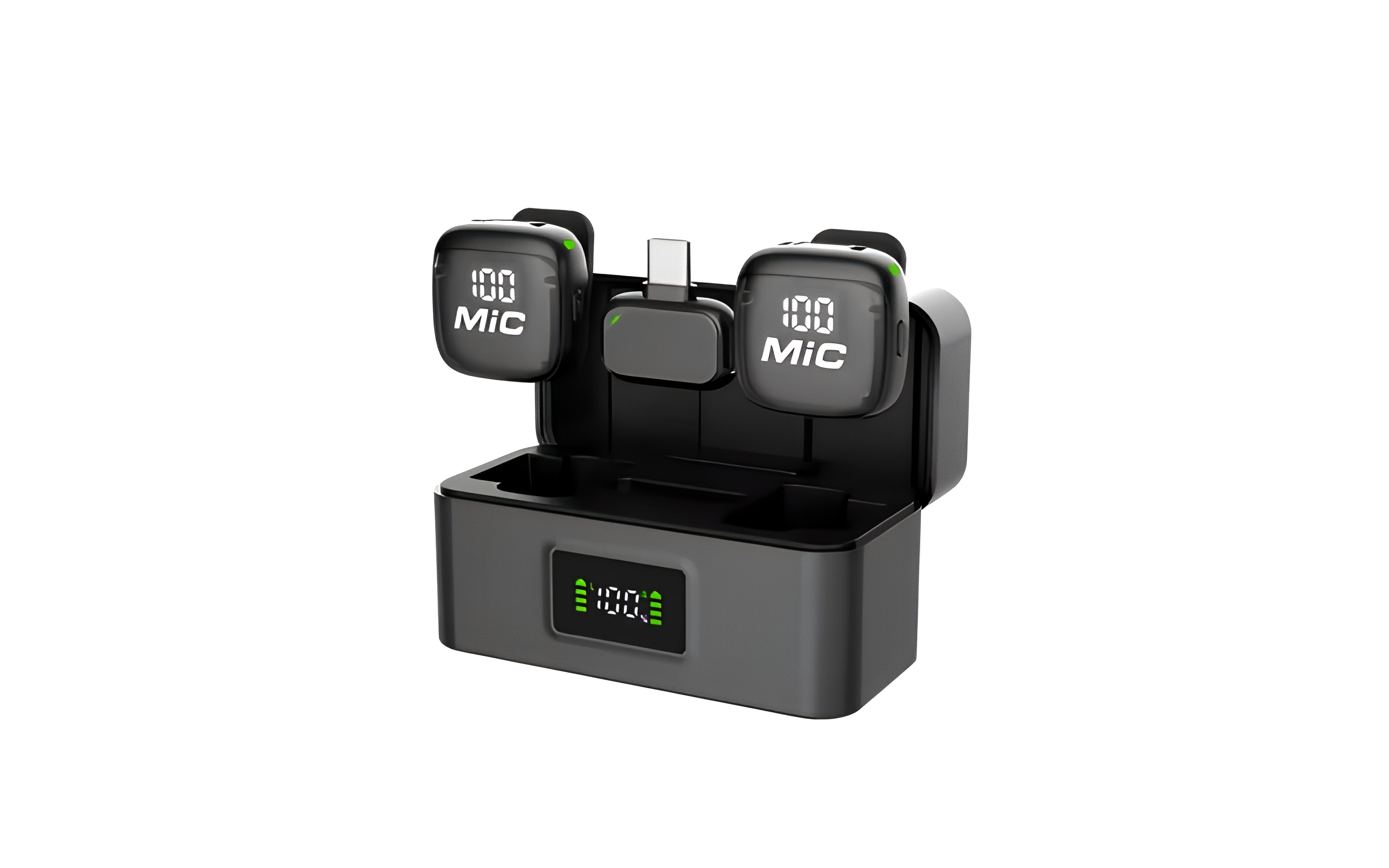 1 transmitter (type-c) + 2 receivers mics