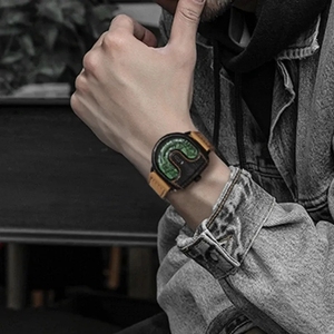 DOM M-1593 Trend Personality Novel U-shaped <strong>Design</strong> Watch Creative Dial Rotating Pointer Men's Fashion Watch Waterproof for Men - Product Image 3