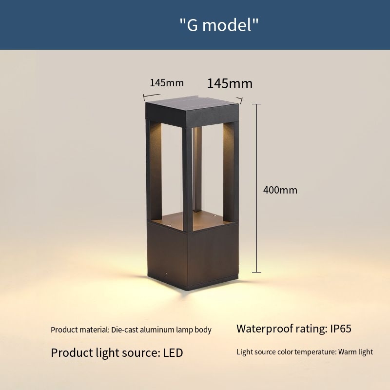 Lampe solaire de pelouse modèle G noire