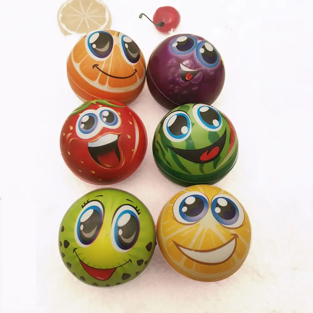 Kids Sensory Fidget Ball Toys 6.3cm Soft Elastic Squeeze Balls Football Basketball Foam Sponge Smiley Funny Face Stress Balls