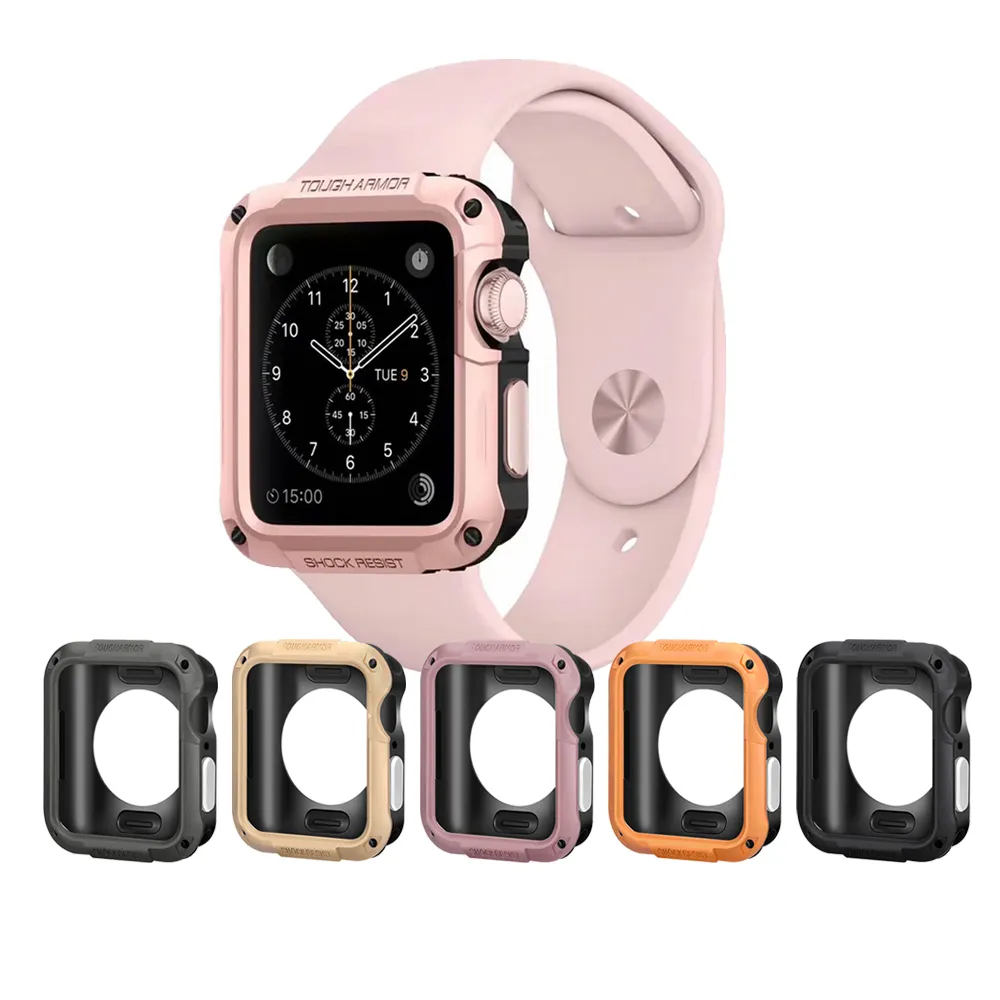 ShanHai resistente armatura custodia per Apple Watch serie 4 5 44mm 40mm TPU + Cover PC cinturino in Silicone protezione completa per iWatch Case