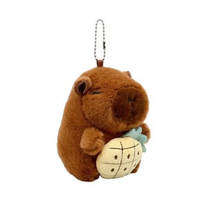 Kaliteli çilek Capybara peluş oyuncak anahtarlık doldurulmuş oyuncak sevimli çanta kolye hayvan oyuncaklar