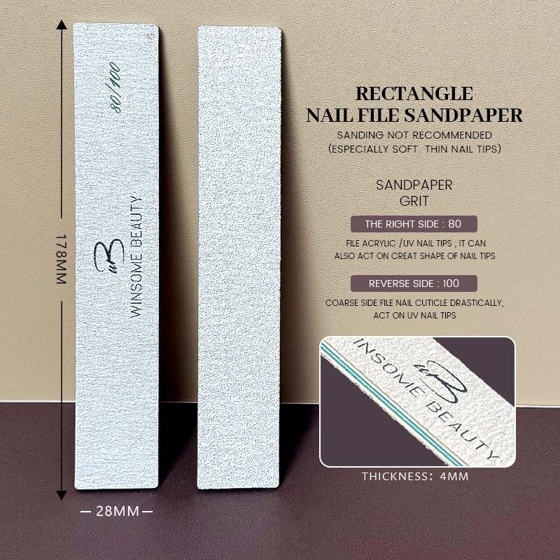 RECTANGLE NAIL FILE ZEBRA WHITE 80 /100GRIT