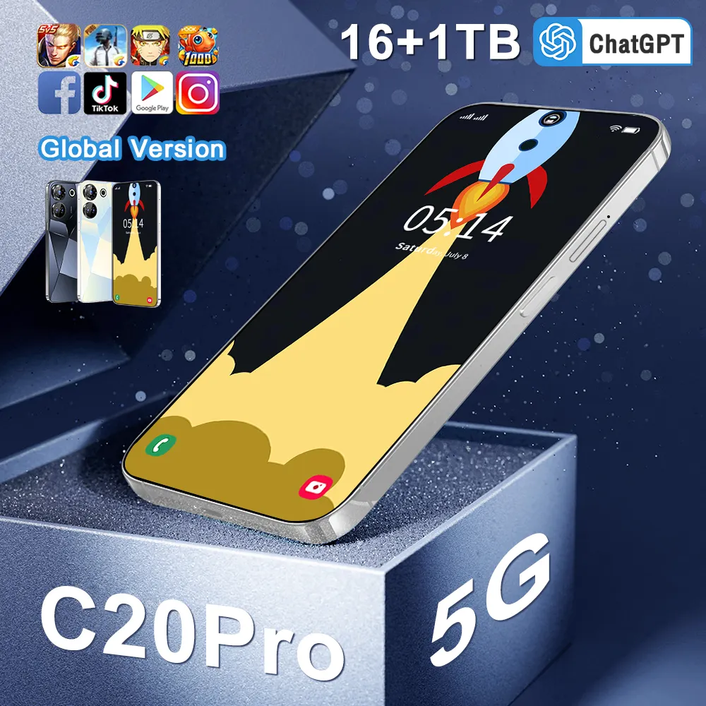 2023 Original Celular C20 Pro Smartphone Nouvelle Arrivée 16gb + 1t Téléphone Clone Déverrouiller Android Téléphones Mobiles