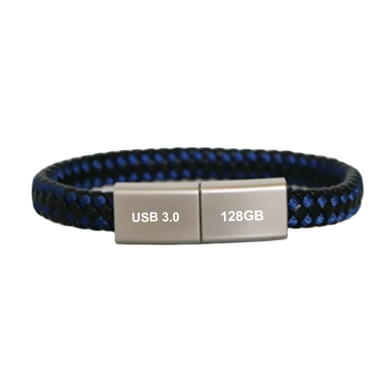 Promozionale USB in pelle intrecciata in metallo bracciale 4GB 8GB 16GB 32GB USB 2.0 Memory Flash Stick, cinturino in pelle