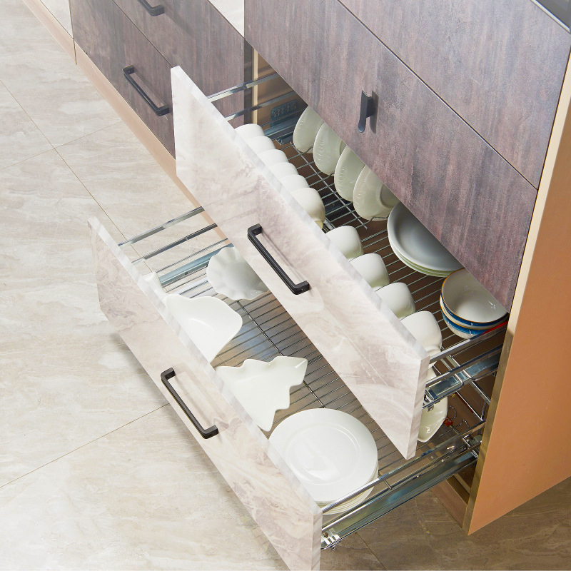 kitchen pull out drawer basket kitchen rack cabinet drawer basket dish and bowl organizer