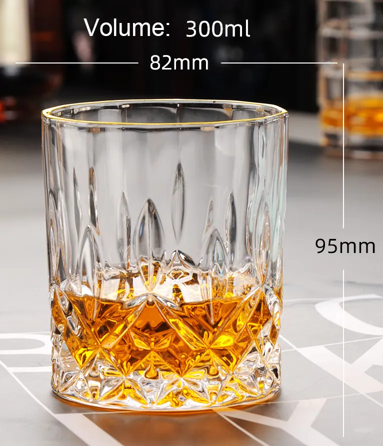 Luxury Diamond Liquor Glassware Barware Classic Clear Cup Whisky Glass for Bourbon Macellan Tequila Whiskey Cocktails Christmas