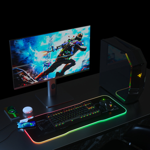 Oyun Mouse Pad fare <span class=keywords><strong>Mat</strong></span> RGB Led ışık ve kablosuz şarj için standart oyun masa/oyun severler