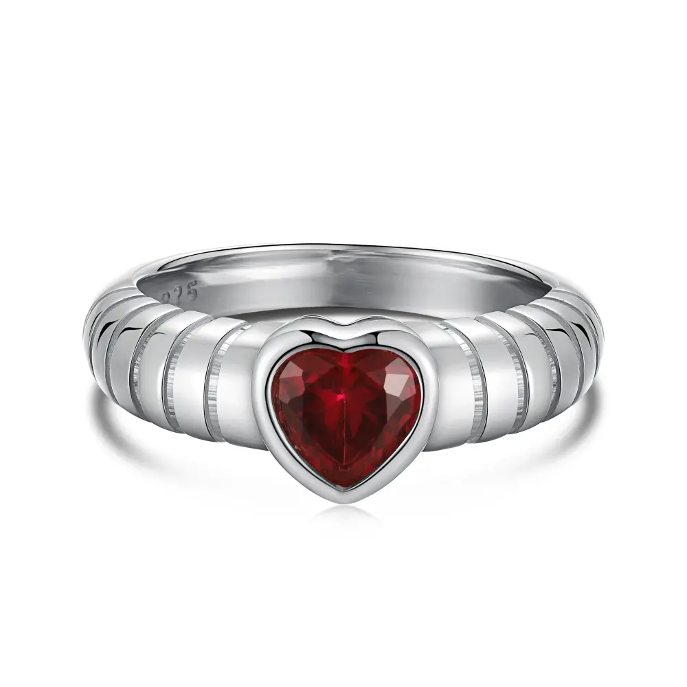 Dylam Elegance Design rodiato placcatura in oro 18 carati donna abbigliamento quotidiano gioielli rosso 5A Cubic Zirconia diamante anelli a forma di cuore