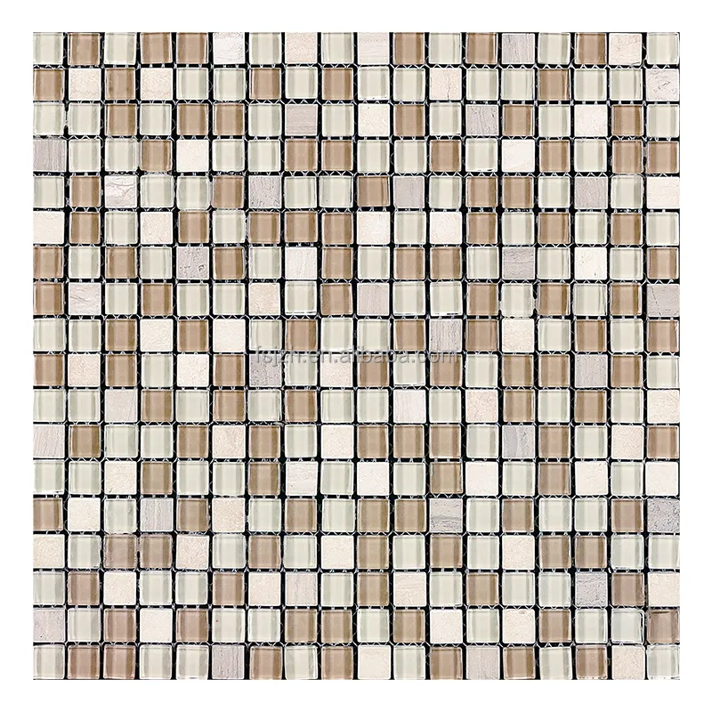 Decoração de parede em mosaico de cristal, mosaico de pedra e metal para decoração de paredes, backsplash de cozinha, moda da moda