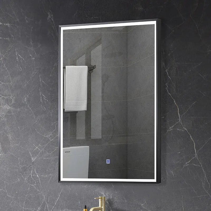 Espejo inteligente Led con marco de Metal para Hotel, iluminación para tocador, baño, venta al por mayor de fábrica