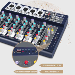 KAIKA F7-USB-2 Professional DJ Audio Interface <strong>Mixer</strong> 7 Channels Stereo Music Console for Music Event Power Mixing Console