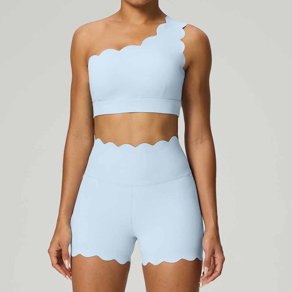 Clouds blue thin clouds blue single shoulder bra shorts