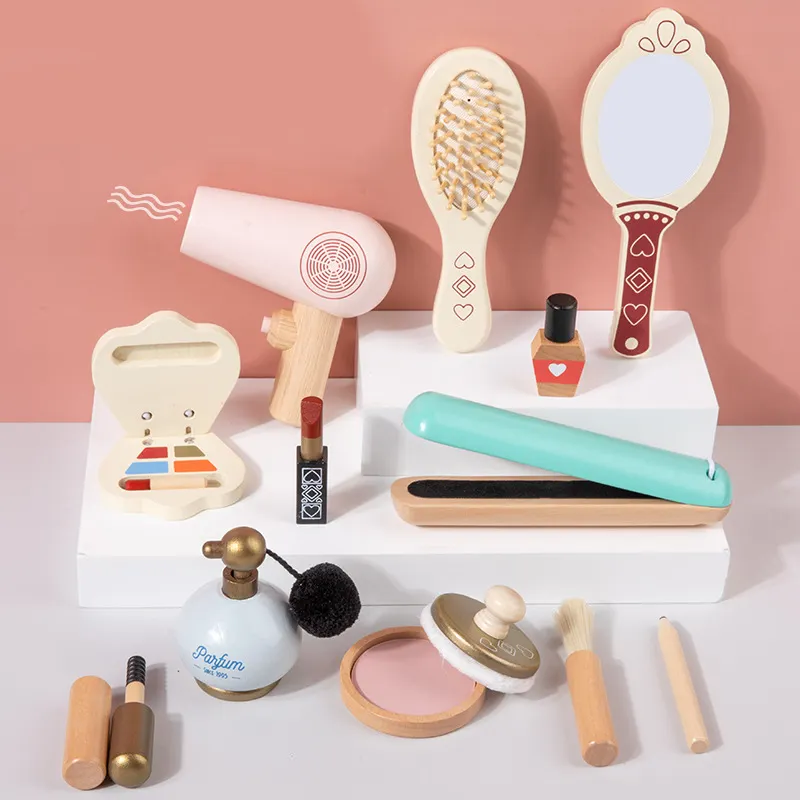 Meisje Alsof Spel Make-Up Speelgoed Simulatie Natuur Houten Cosmetische Make-Up Set Spelen Huis Prinses Beauty Speelgoed Voor Meisjes Geschenken