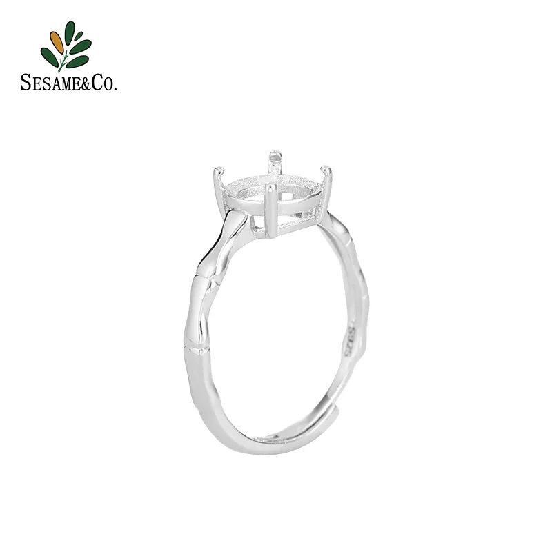 S925 Silber ring für Männer und Frauen leere Unterstützung Bambus Abschnitt einfache Ring leere Unterstützung