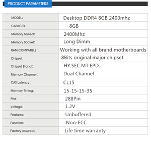 Memoria all'ingrosso della fabbrica RAM DDR4 8GB Memoria Laptop Desktop DDR3 RAM 2400mhz Memoria RAM ad alta capacità 3200MHZ DDR