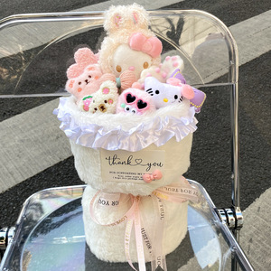 Sevgililer günü peluş buket <span class=keywords><strong>merhaba</strong></span> KT dolması Plushies buketleri zarif kız arkadaşı hediyeler peluş çiçek oyuncaklar