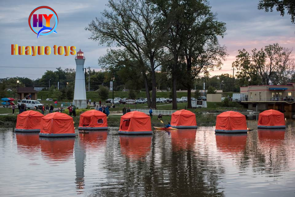 Water Camping Inflatable Shoal Floating Tent Inflatable Fishing Raft Boat Floating Water Platform Raft With Tent