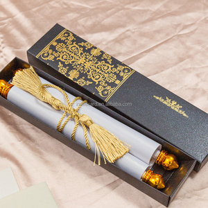Kreatives Design Black Scroll Paper Scroll Hochzeits einladung karten mit Scroll Sticks und Papier box - Product Image 1