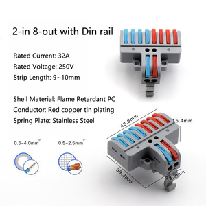Supplier's Electrical Wiring <strong>Terminal</strong> <strong>Block</strong> 32A 250V Din Rail <strong>Block</strong> 2-8 3-12 4-8 <strong>Push</strong>-in Wire Copper <strong>Spring</strong> Plug-In Type Made PC - Product Image 3