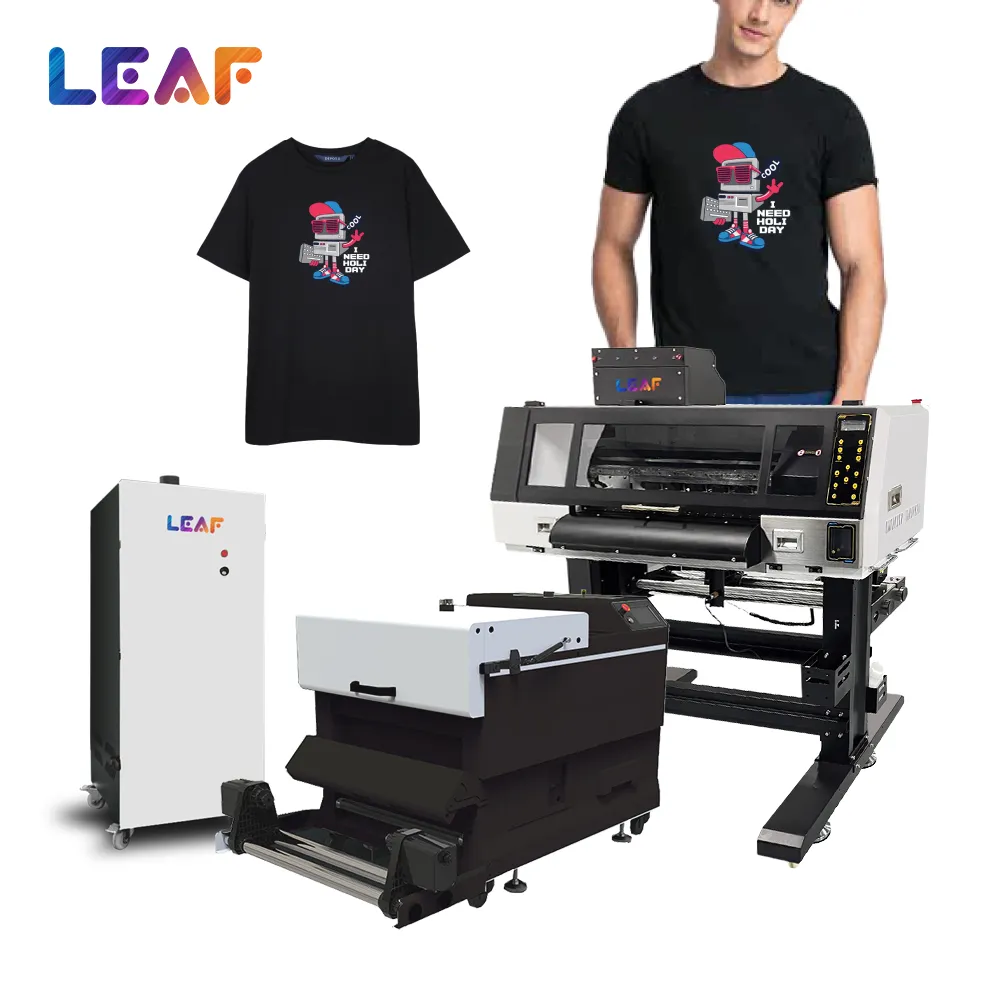 LEAF באיכות גבוהה 24 אינץ' DTF מדפסת העברת PET סרט חולצת טריקו הזרקת דיו DTF מדפסת 60 ס""מ עם ראש כפול i3200 מקורי