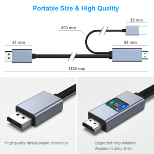 Cable HDMI a DisplayPort personalizado, fuente HDMI de 1,8 metros a Monitor DisplayPort Compatible con PC tarjeta gráfica portátil PS5 - Product Image 6