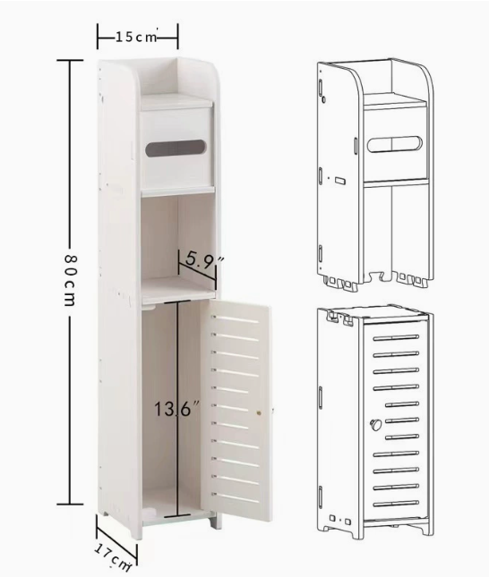 White 80-inch seamless single-door assembly