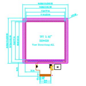 3,92 Zoll 320x320 SPI MCU RGB MIPI-Schnitts telle Quadratisches LCD ST7796/ILI9488 IC Kapazitives Touch Panel-Modul - Product Image 3